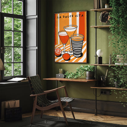 La Dolce Vita, Italian Cafe Orange Wall Art