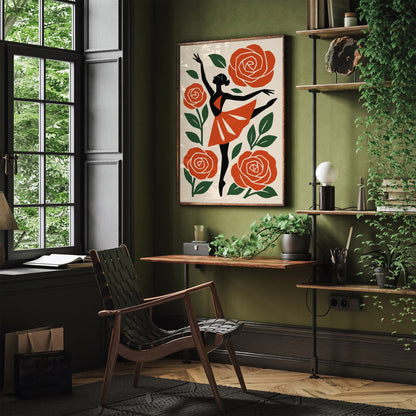Ballerina Dancer in Roses Poster
