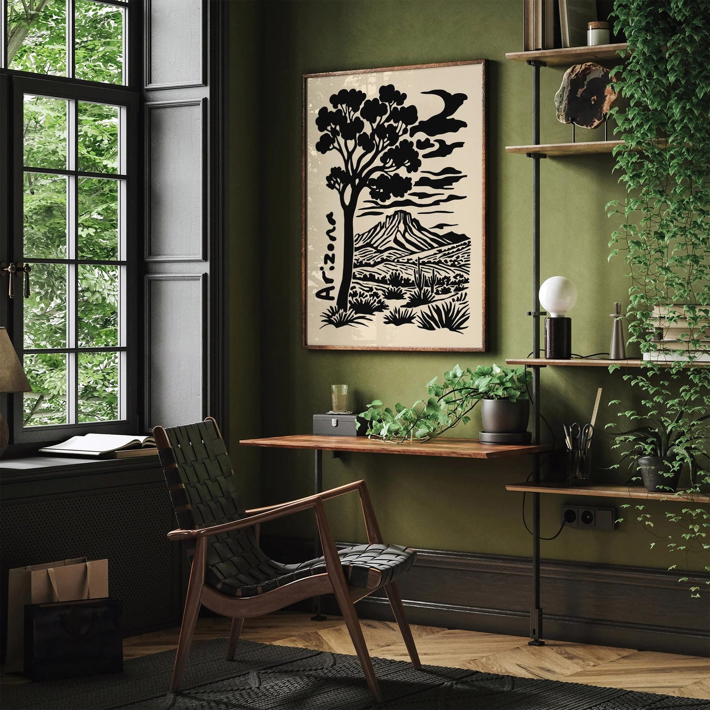 Arizona Landscape Black Ink Style Poster