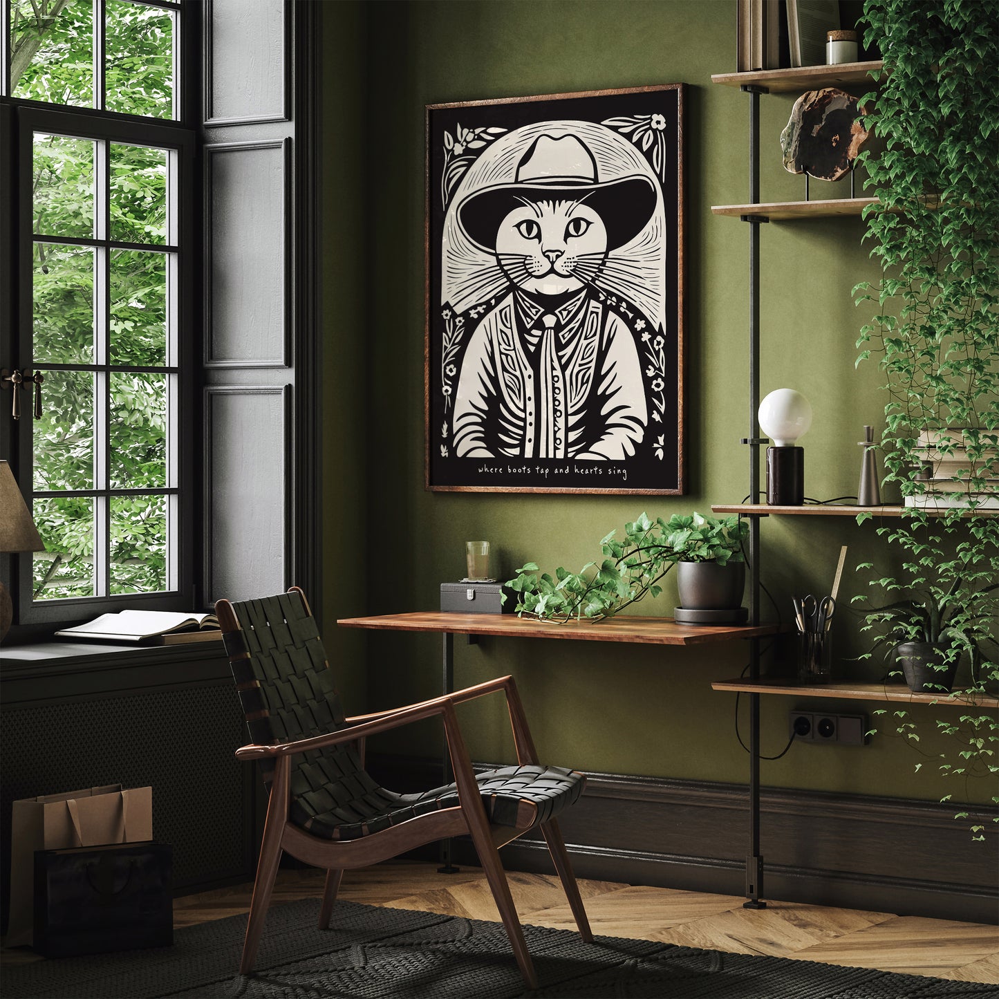 Cat Cowboy Cute Art Print