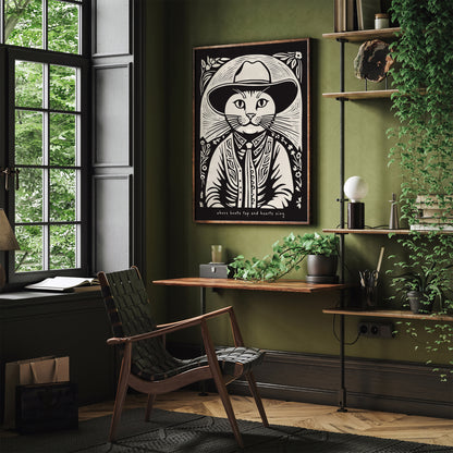 Cat Cowboy Cute Art Print