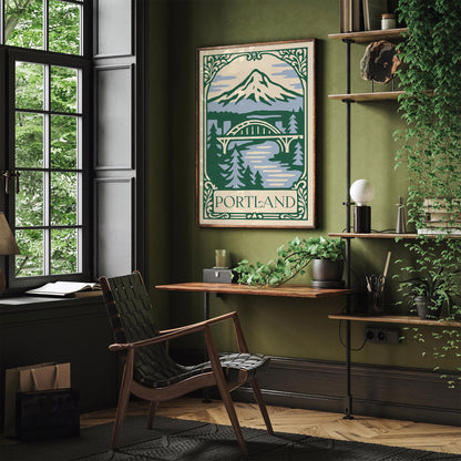 Portland Oregon Cityscape Poster – Urban Wall Art