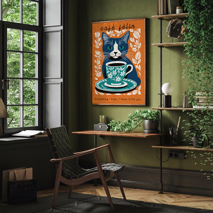 Cafe Felin Orange Kitchen Poster
