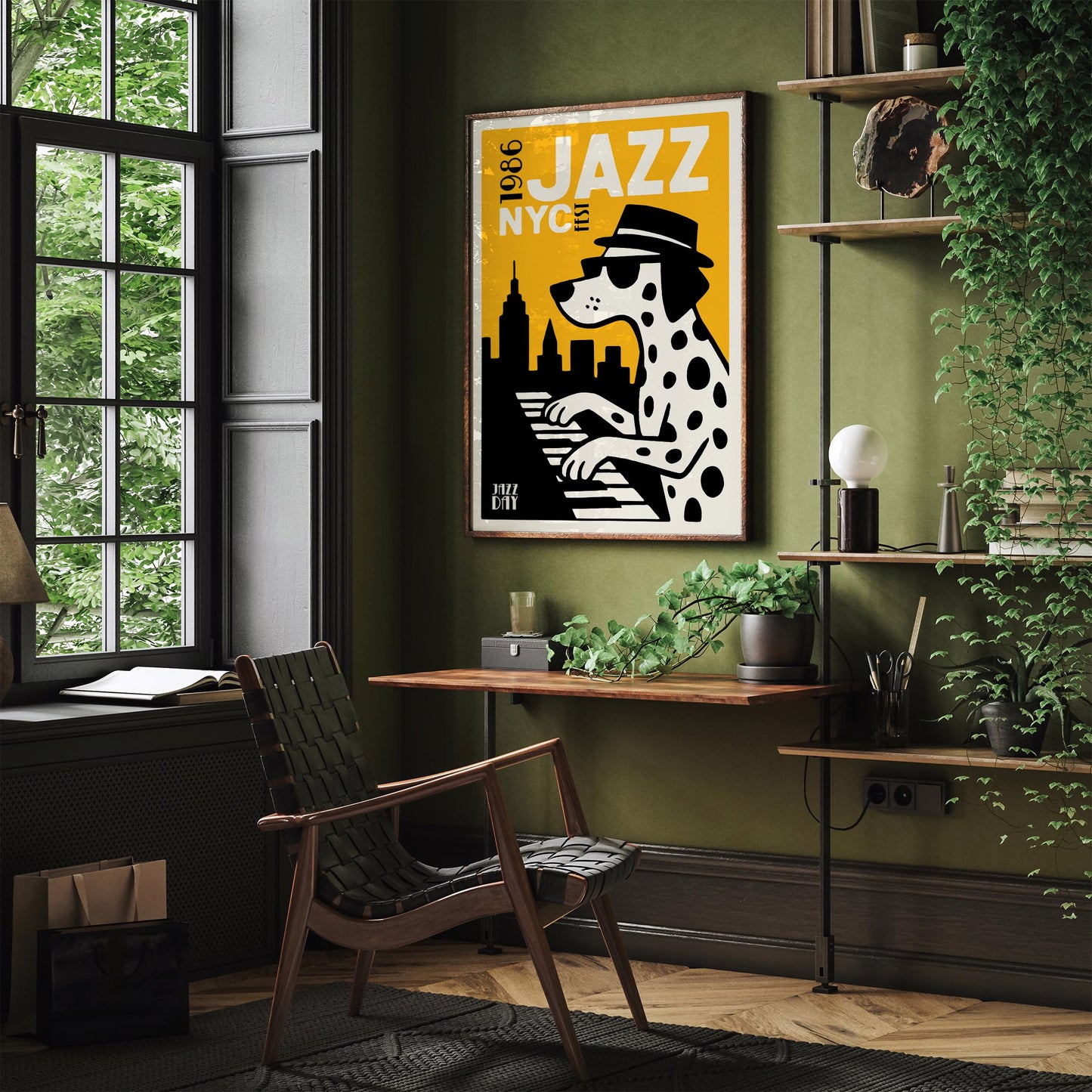 Cool Dalmatian Dog Jazz Pianist Art Print