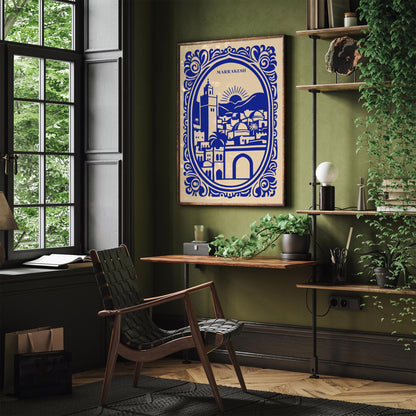 Blue Marrakesh Morocco Travel Poster