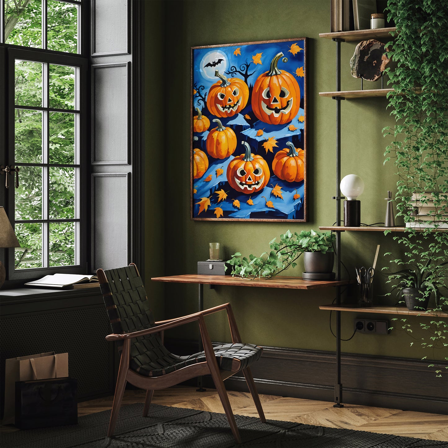 Jack-o'-lantern Halloween Blue Poster 2024