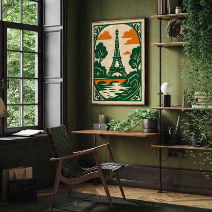 Green Eiffel Tower Paris Poster