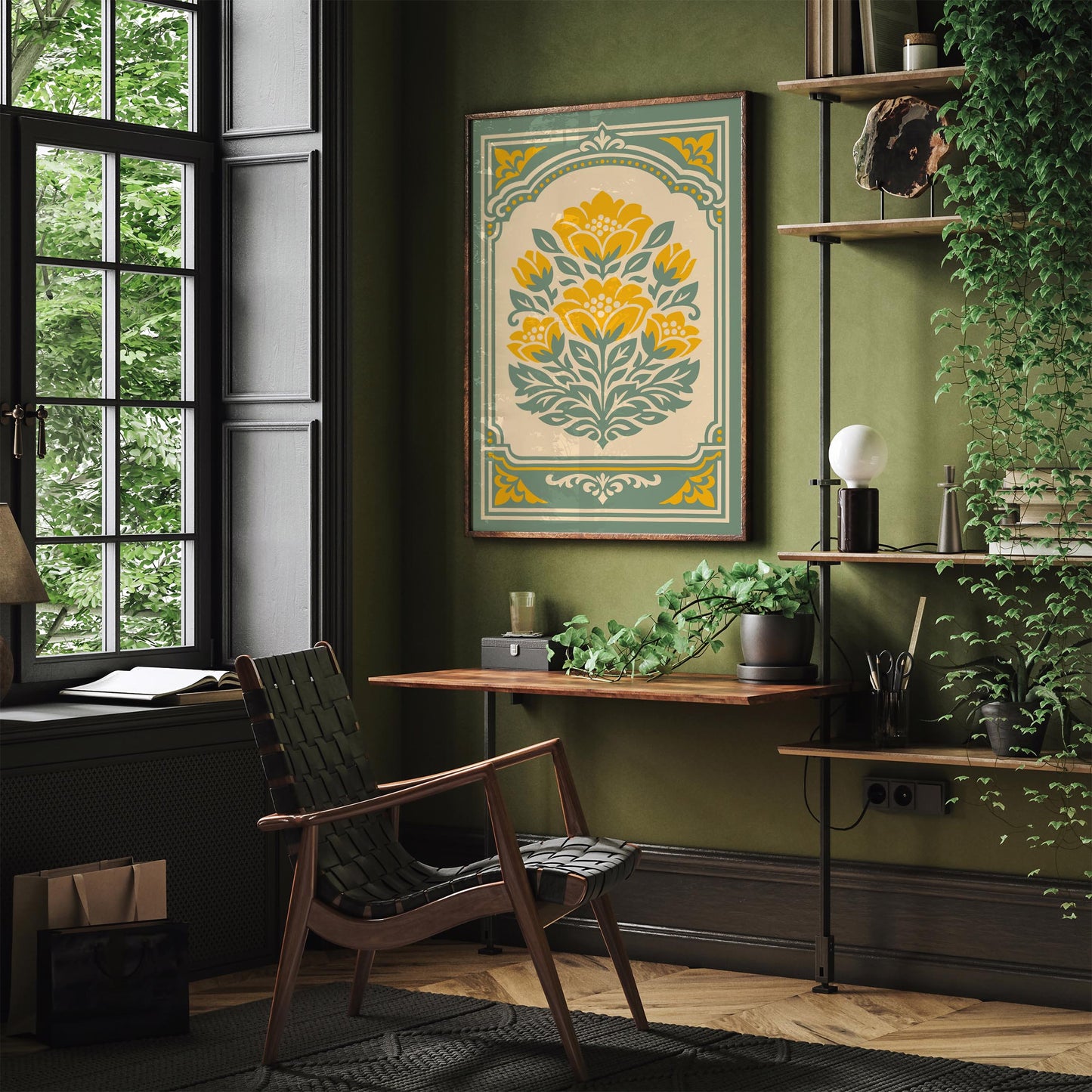 Retro Farmhouse Floral Wall Art Print
