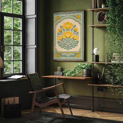 Retro Farmhouse Floral Wall Art Print