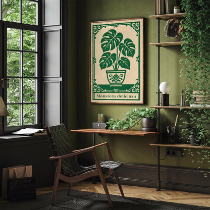 Monstera Deliciosa Poster - Green Plant Wall Art