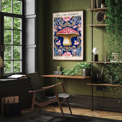 William Morris Blue Mushroom Poster