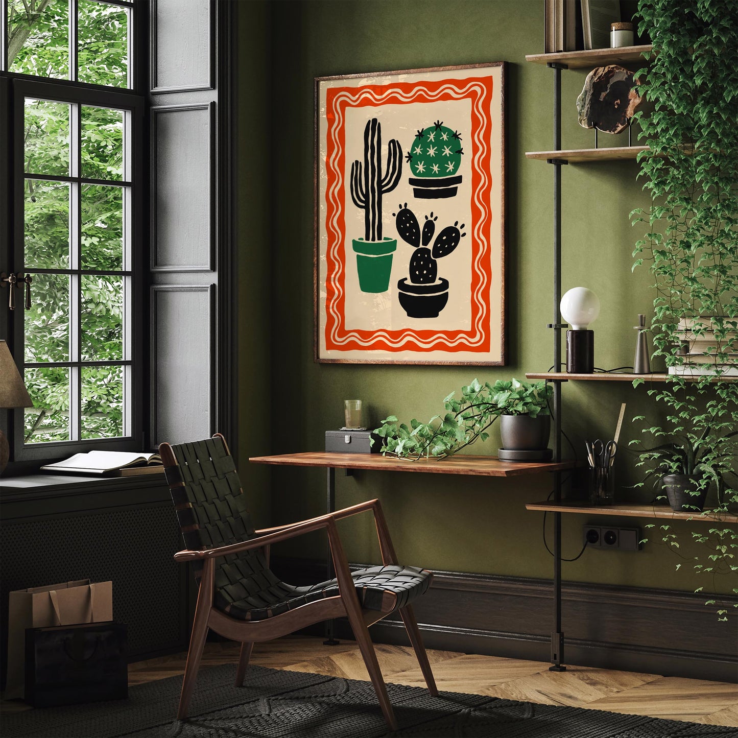 Cacti Plants Poster - Retro Floral Print