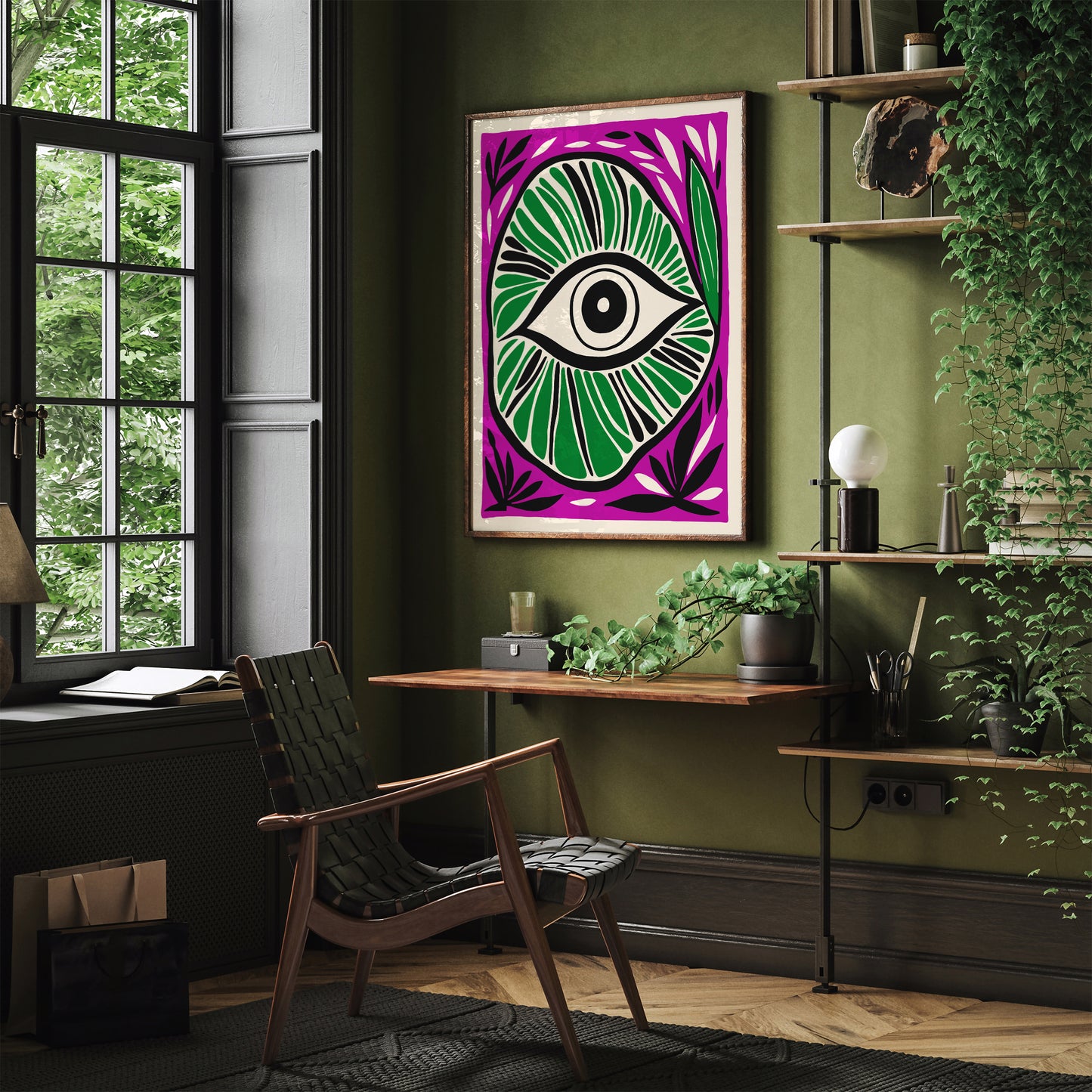 Green Eye Groovy Abstract Wall Art 2024