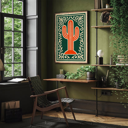 Saguaro Cactus Desert Botanical Art Poster