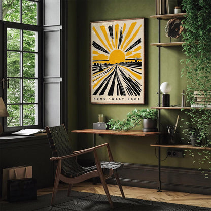Yellow Sunset Home Sweet Home Poster