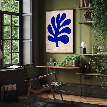 Blue Blush Fragments Poster - Cut Outs Leaf in Matisse Style
