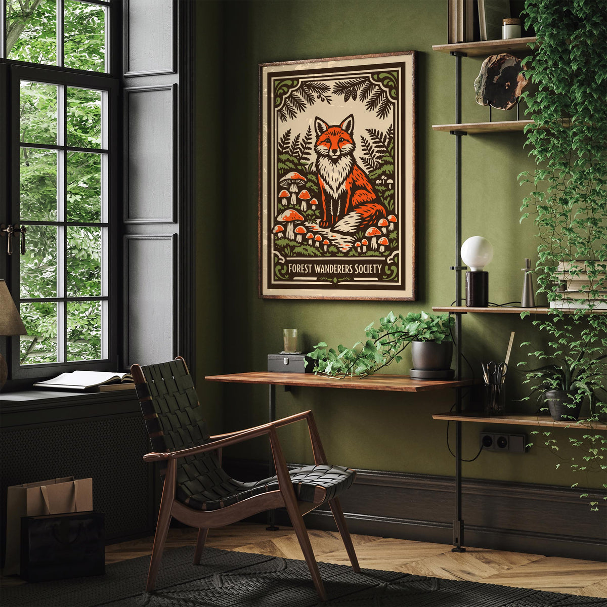 Vintage Fox Forest Nature Art Poster