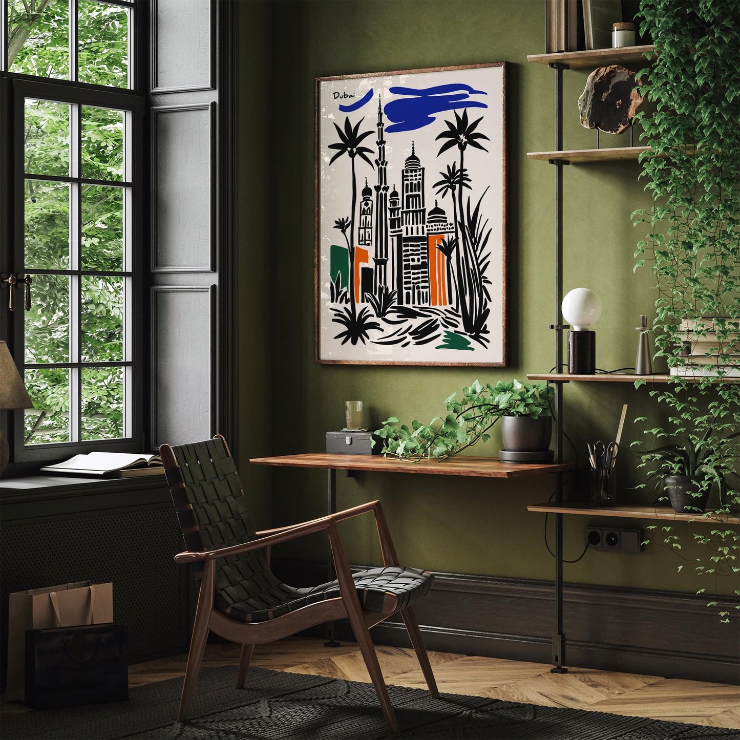 Dubai Modern Travel Black Ink Style Poster