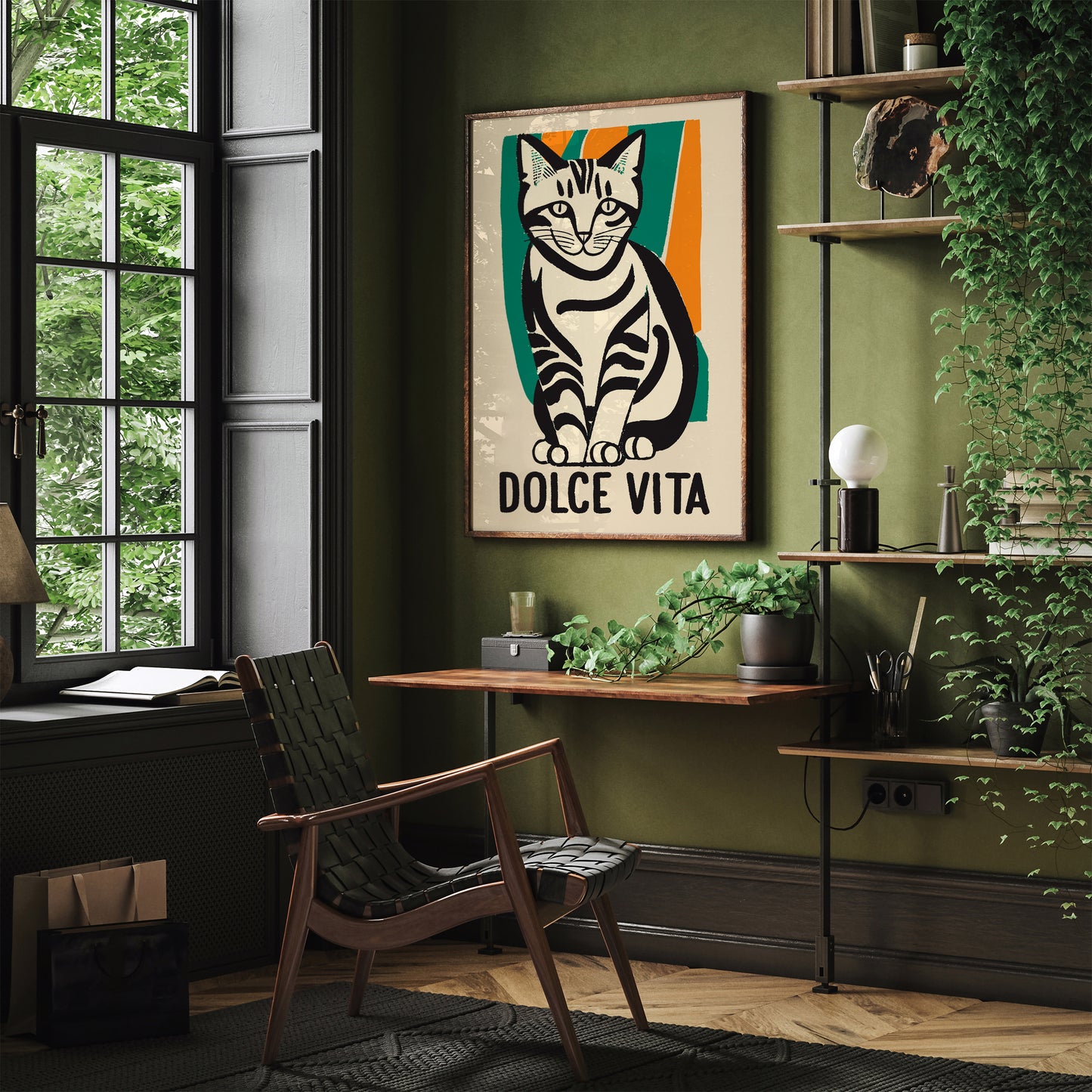 Dolce Vita Funny Cat Vintage Art Print