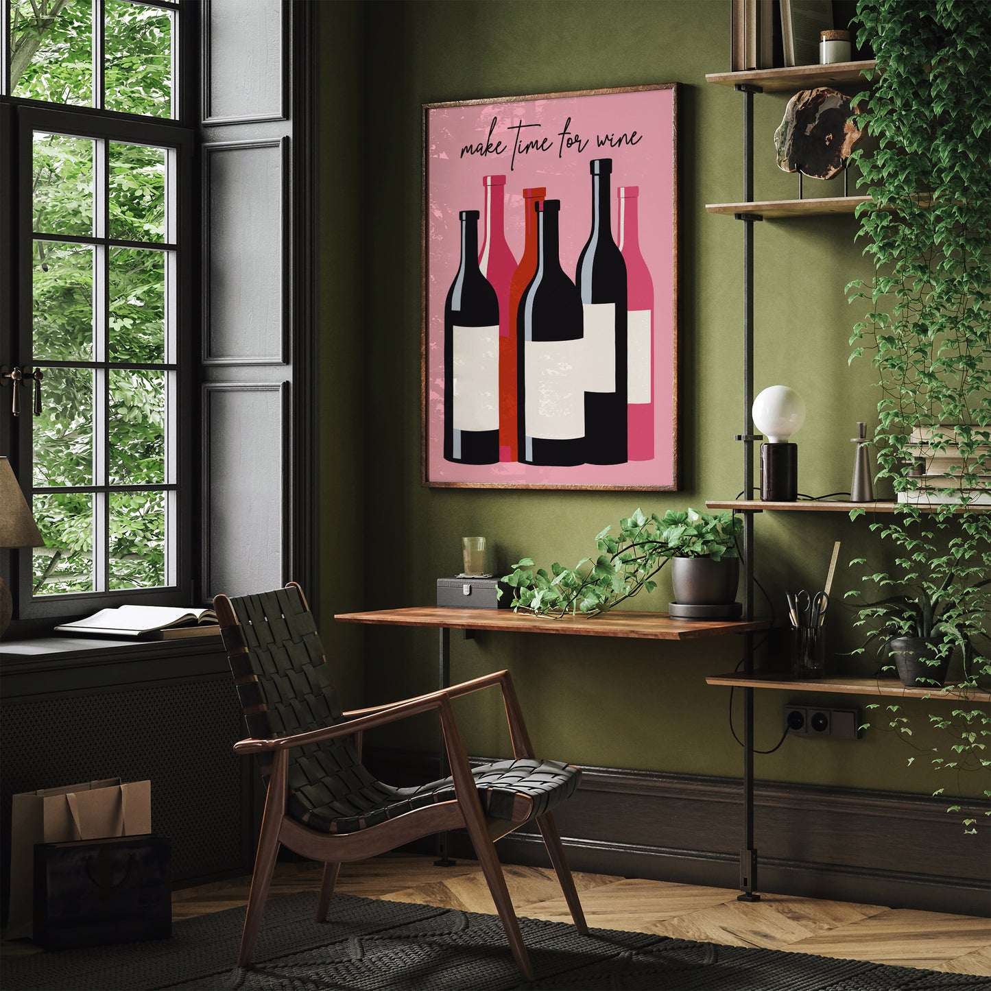 Make Time for Wine Pink Kitchen Poster