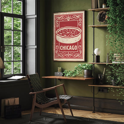 Chicago Deep Dish Pizza Poster - Kitchen Wall Art