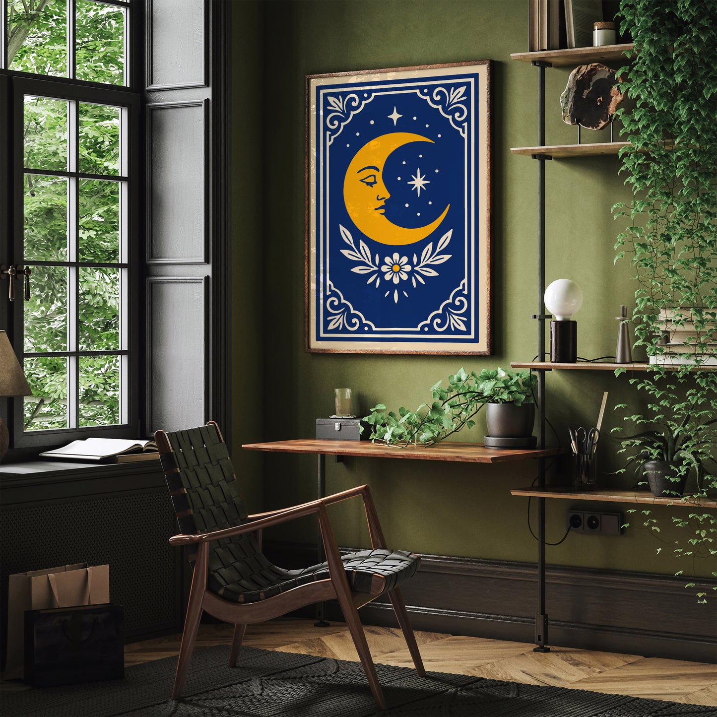 Yellow Moon Art Print - Mystical Wall Art Poster