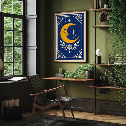 Yellow Moon Art Print - Mystical Wall Art Poster