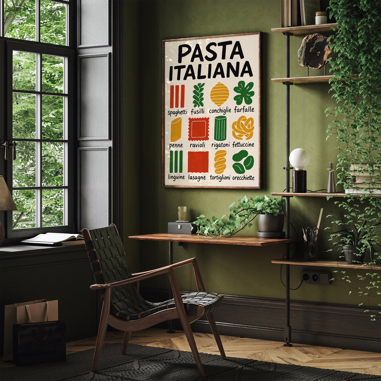 Types of Pasta Shapes Poster - Kitchen Wall Art Print