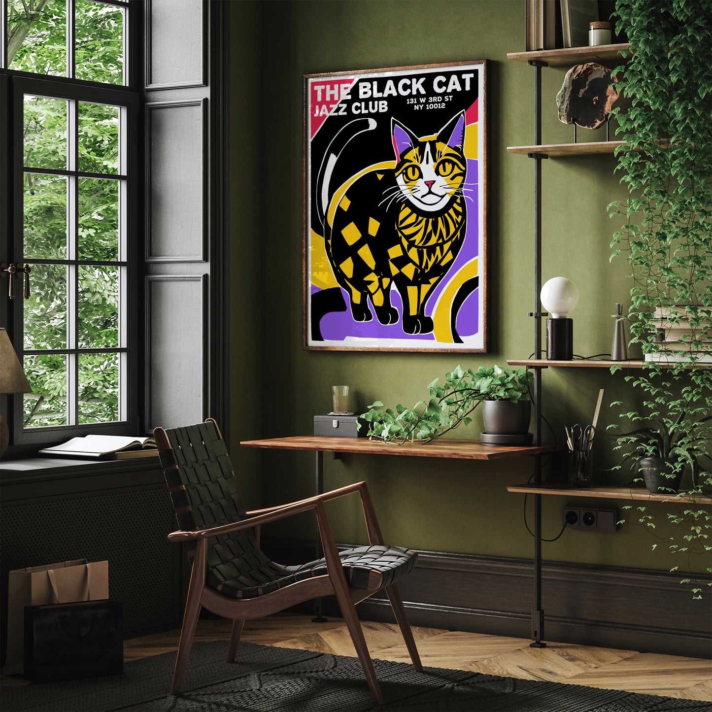 The Black Cat Jazz Club Retro Quirky Poster