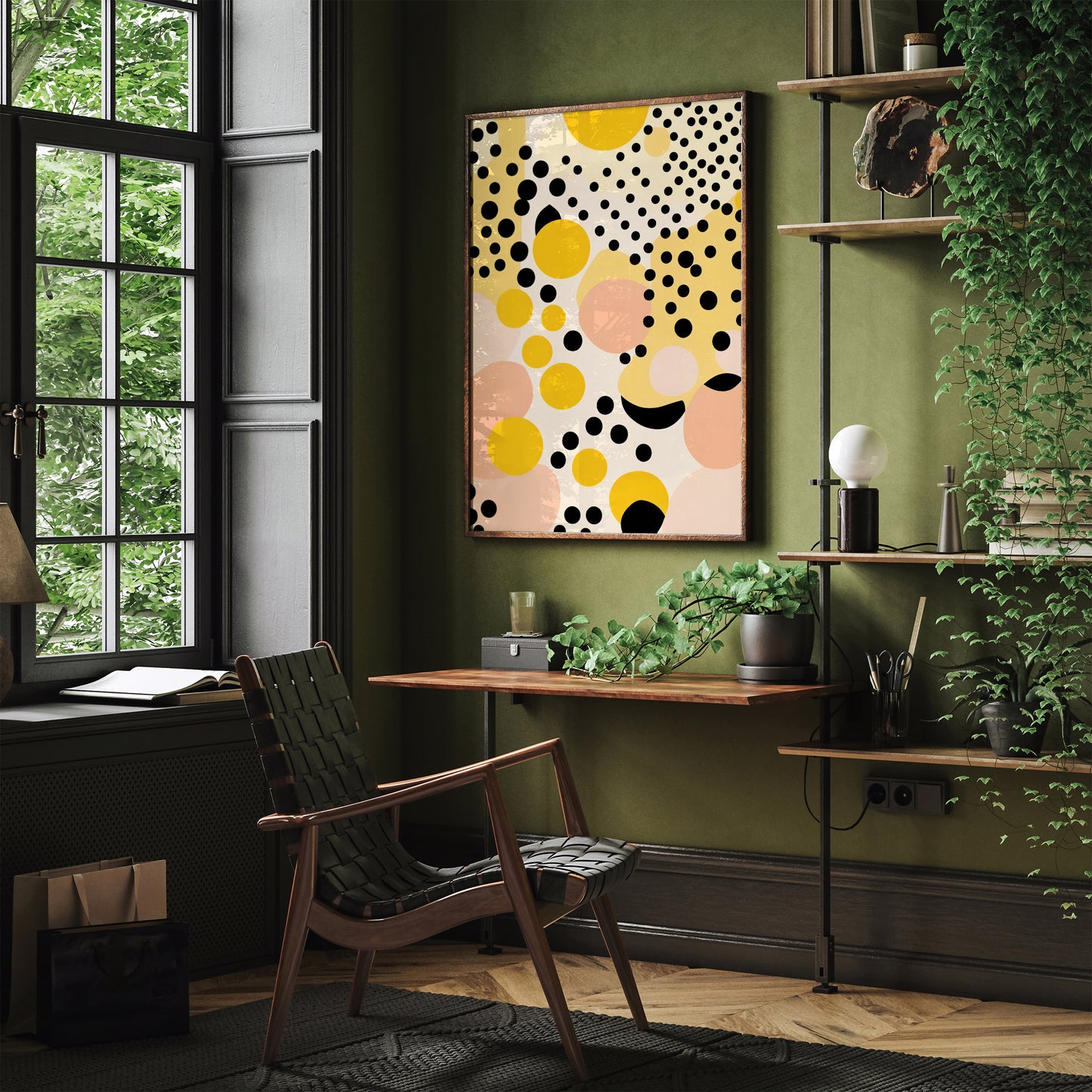 Mid-Century Abstract Dots Wall Art Print