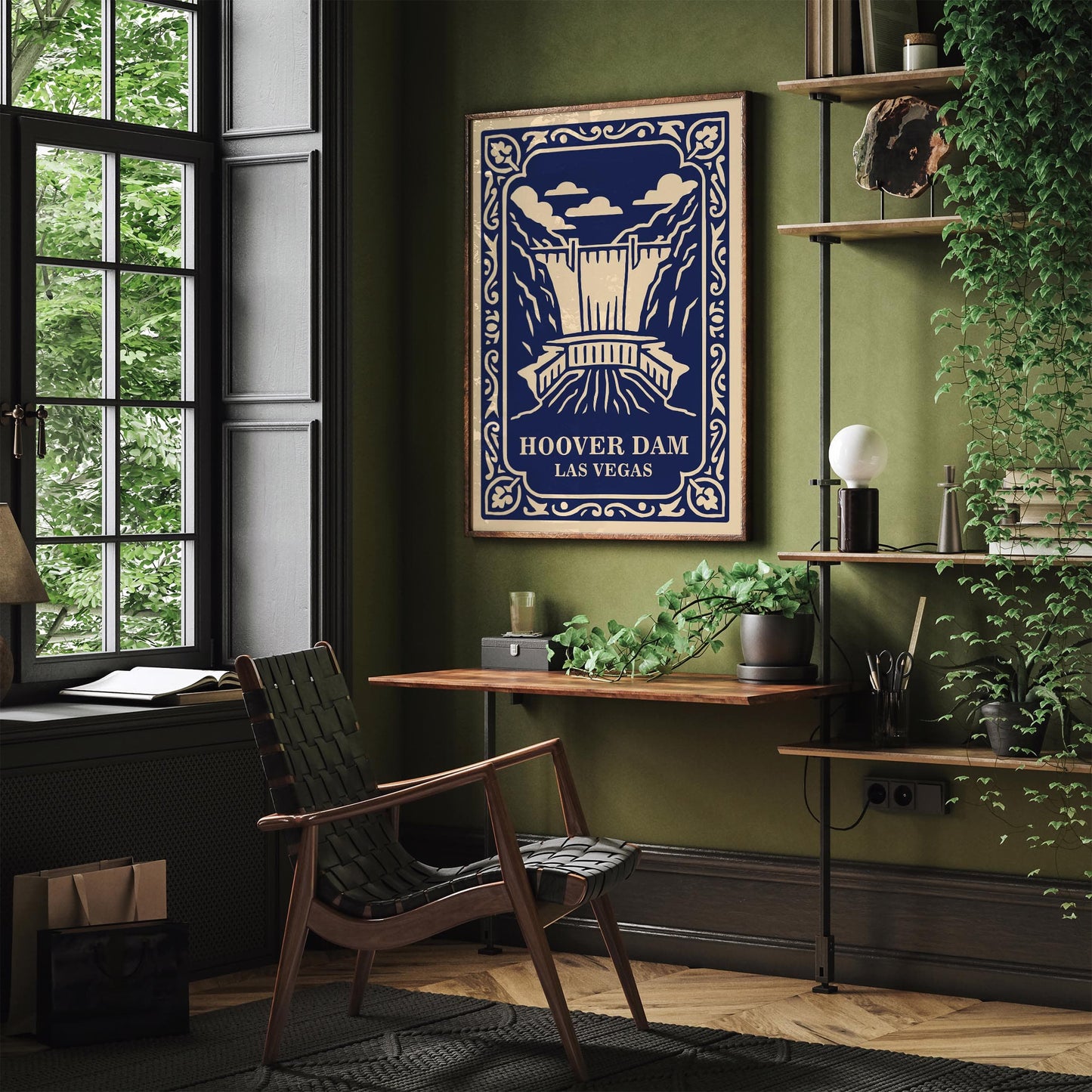 Hoover Dam Poster - Las Vegas Navy Blue Travel Art