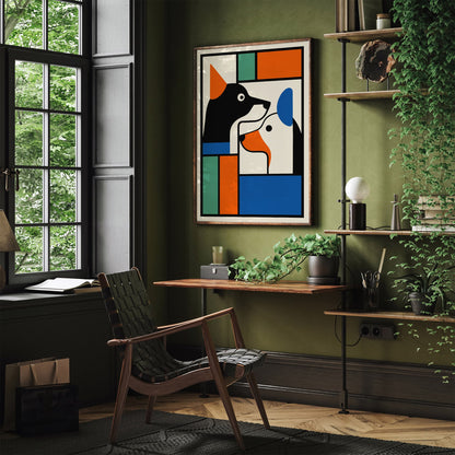 Modern Geometric Two Dogs Art Print