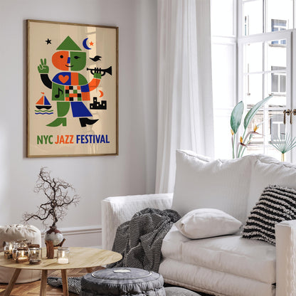 NYC Jazz Festival Art Print - Retro Music Poster