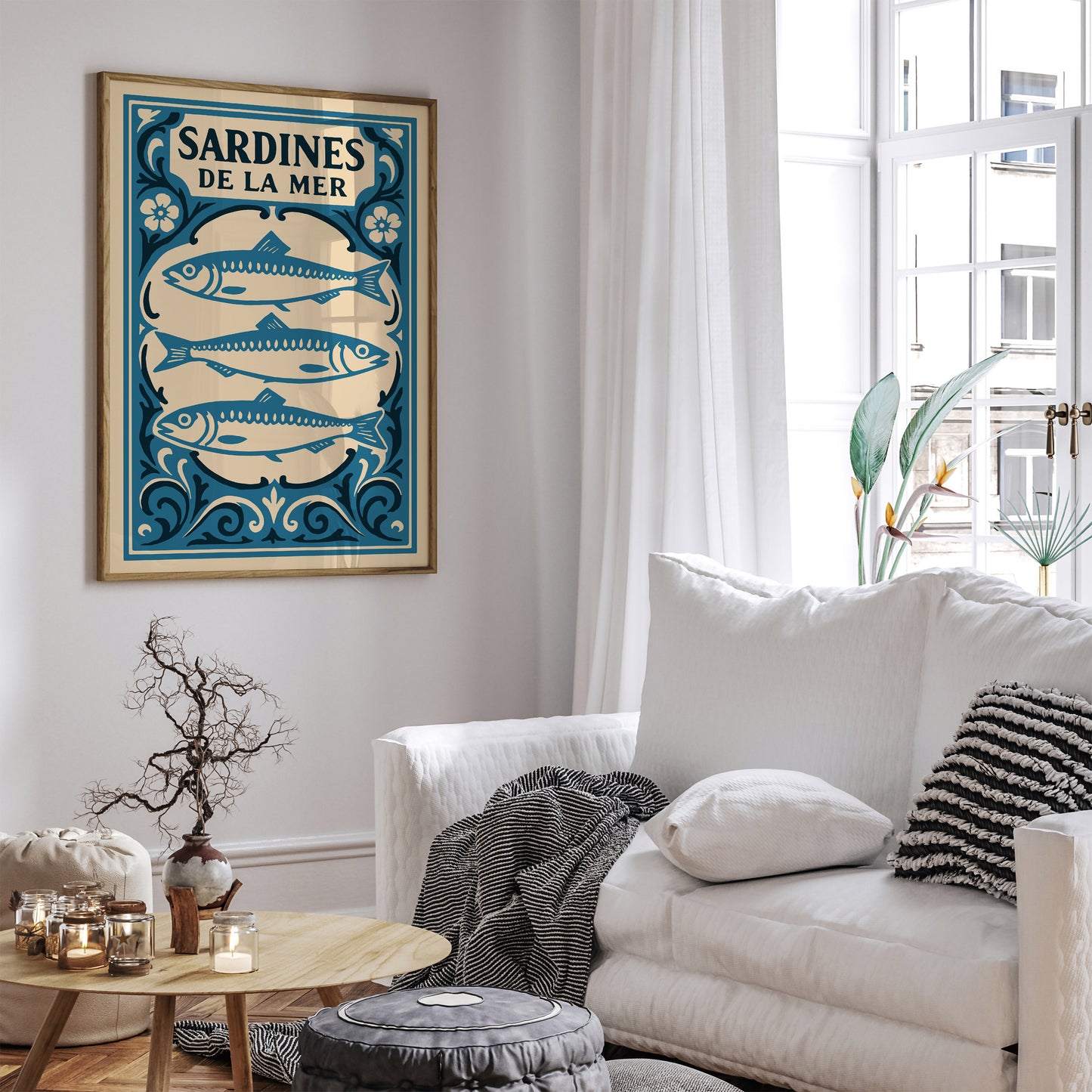 Sardines De La Mer Blue Nautical Poster 2026