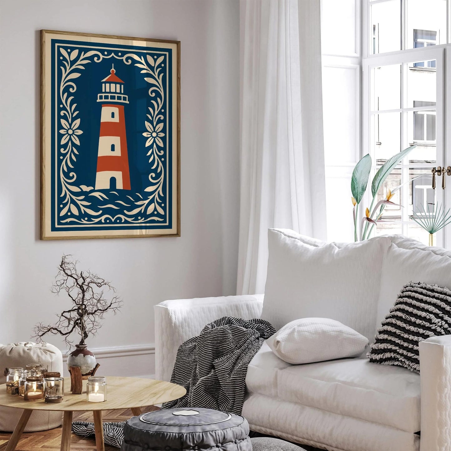 Lighthouse Art Print, Nautical Elegant Wall Art Poster