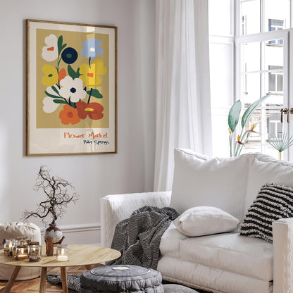 Palm Springs Flower Market Poster - Retro 60s Wall Art