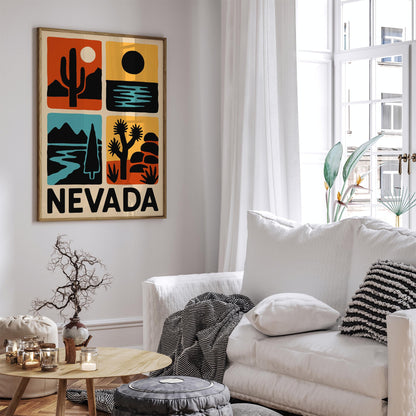 Nevada Travel Poster - Retro Wall Art