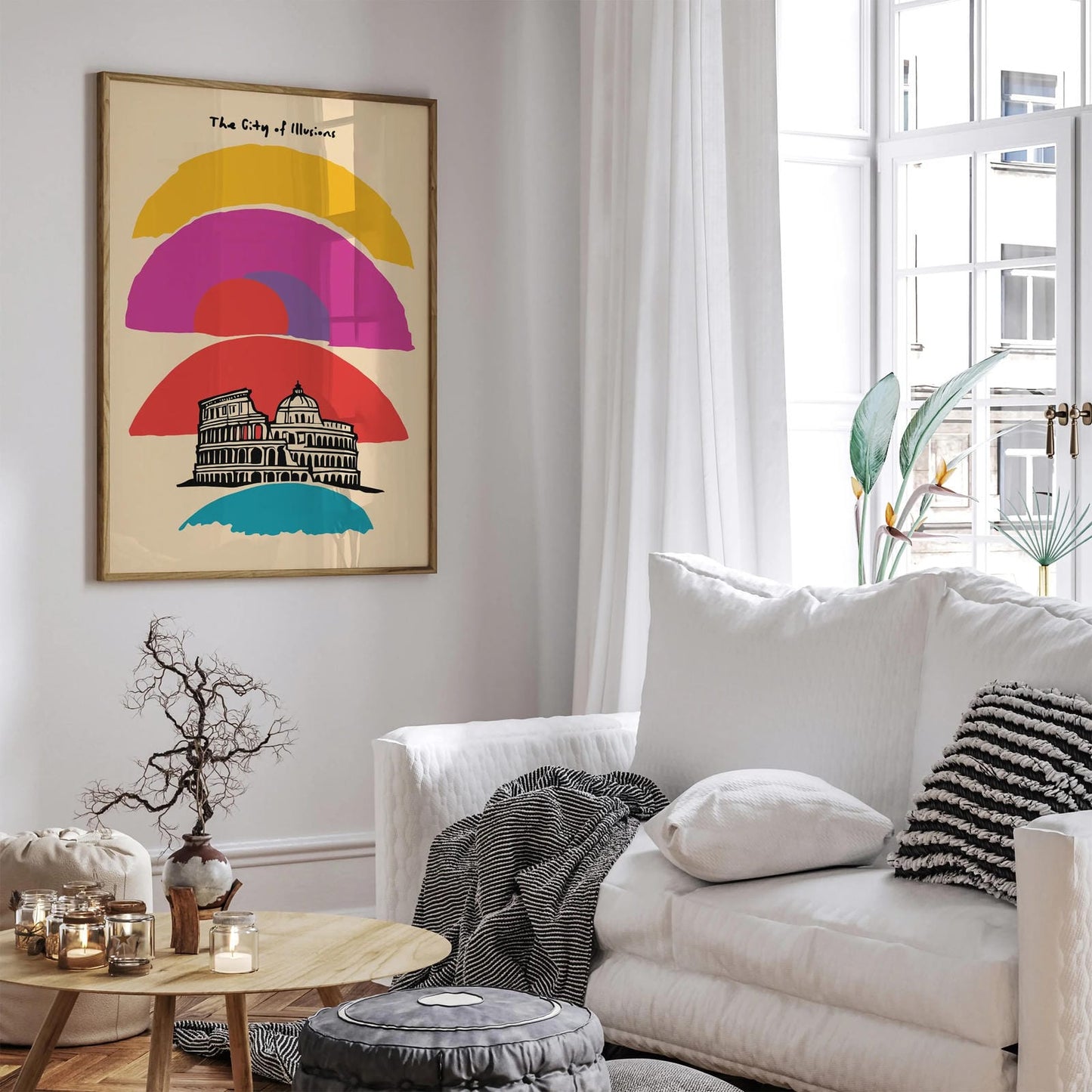 Rome Italy Colorful Travel Colosseum Poster
