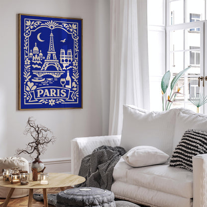 Paris Blue Travel Poster