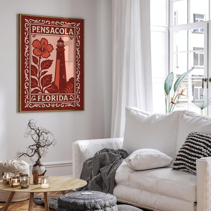 Pensacola Florida Cityscape Red Poster