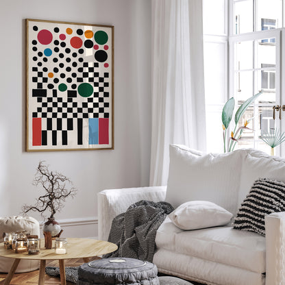 Mid Century Checkered Abstract Art Print