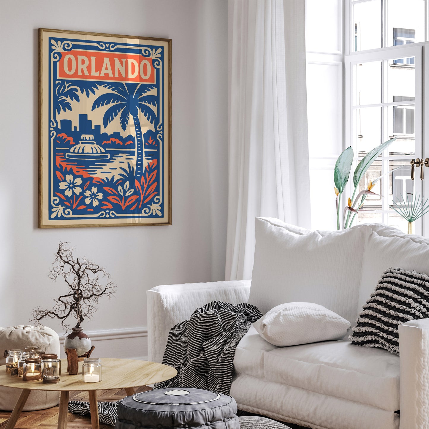 Orlando Travel Art Print - Blue Hotel Room Wall Decor