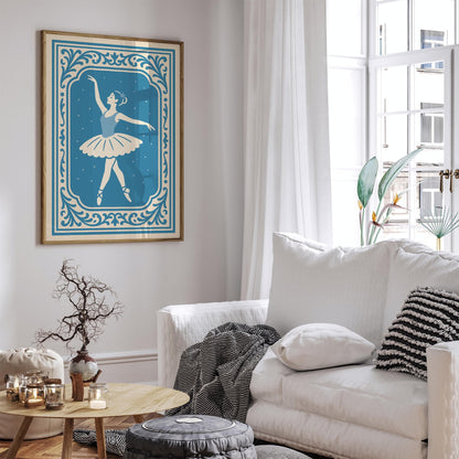 Mystical Ballerina Poster - Blue Dancer Kids Wall Art