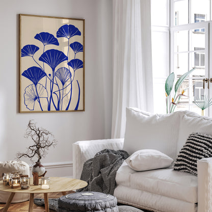 Blue Ginkgo Biloba Art Print 2024