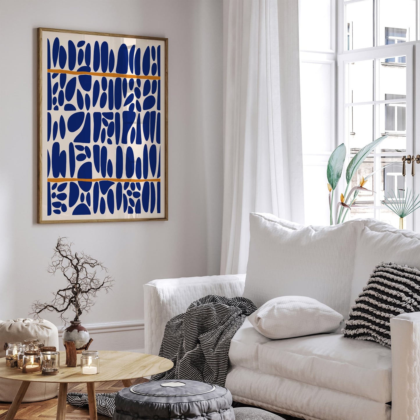 Blue Pebble Pattern Print - Abstract Wall Art