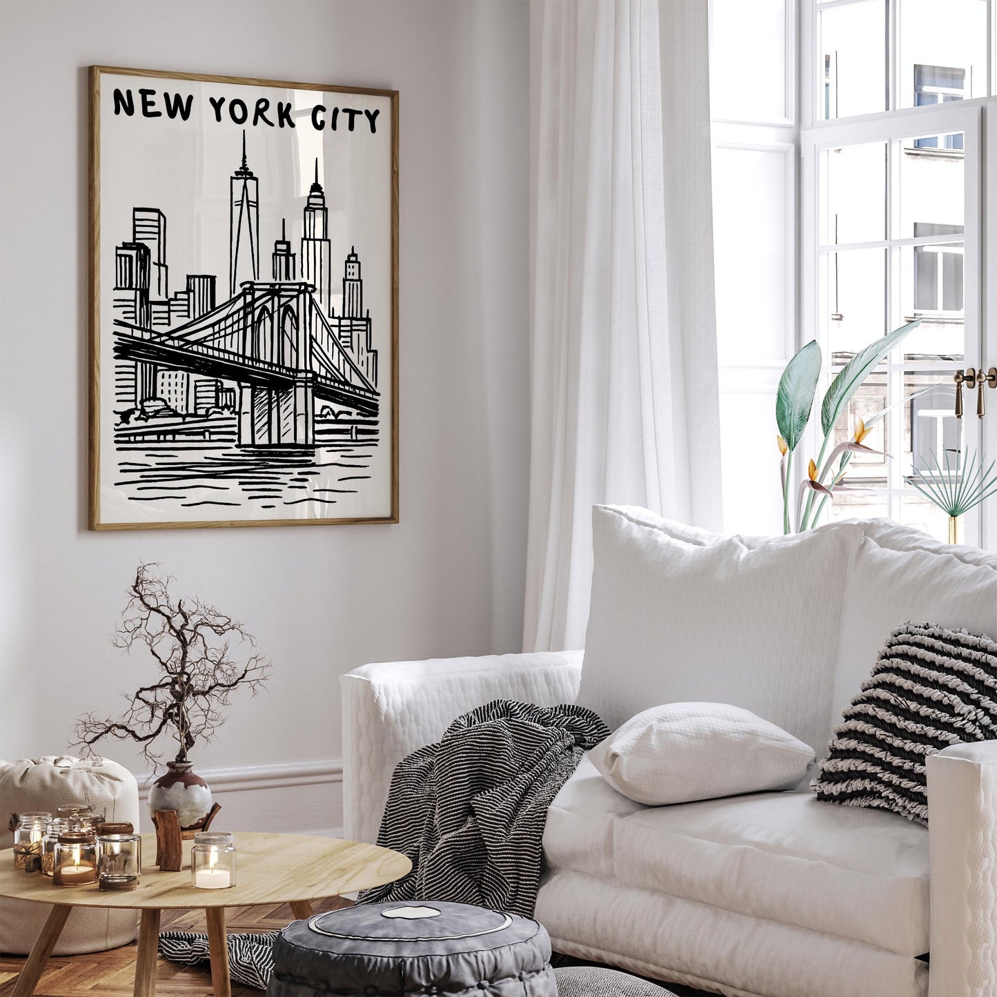 New York City Travel B&W Poster