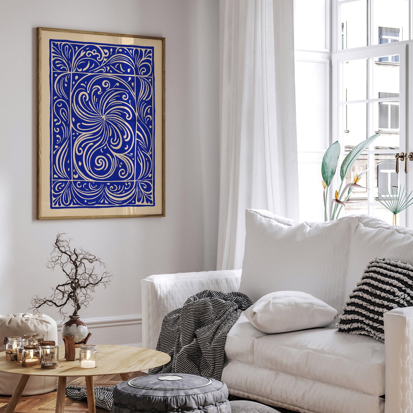 Cobalt Blue Retro Abstract Wall Art