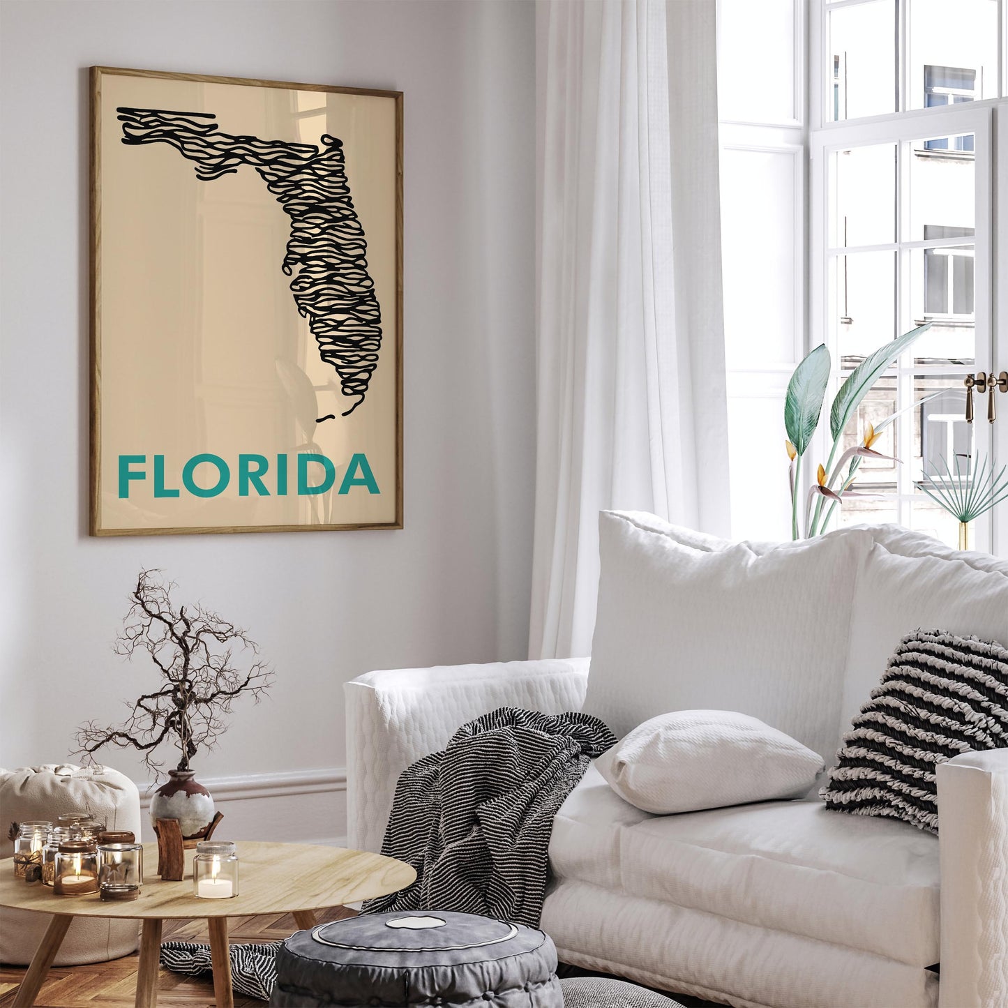 Florida Minimalist Poster - Mid Century Modern Wall Art