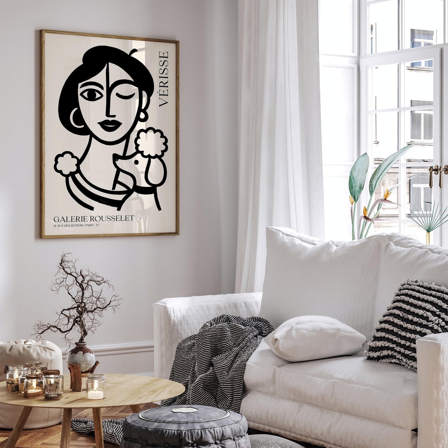 French Girl with Poodle – Black Ink Galerie Rousselet Poster