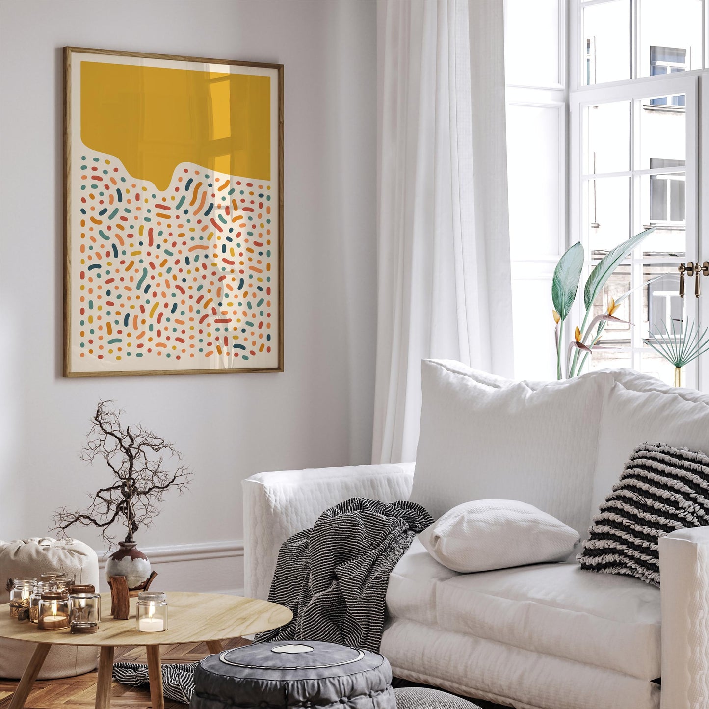 Mid Century Modern Abstract Poster - Retro Colorful Wall Art